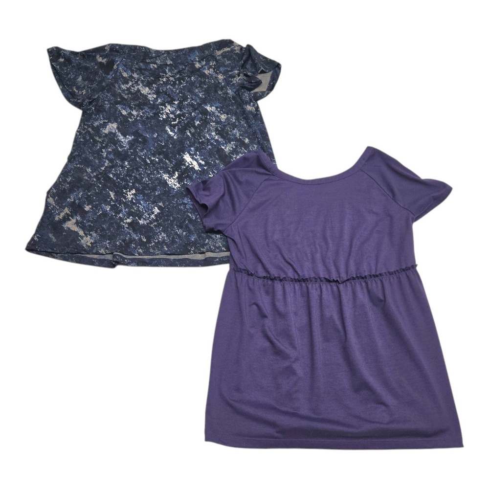 Daisy Fuentes Short Sleeve Scoop Neck Top Size PM Lot of 2 petite medium BOHO
